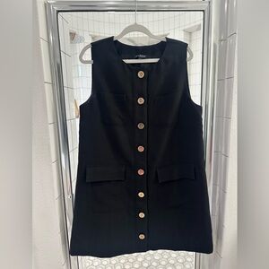 J. Crew black shift dress with gold buttons - size L